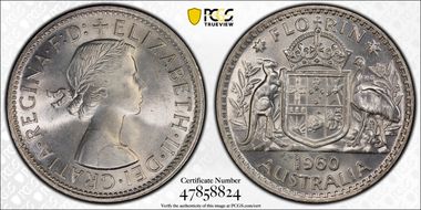 1960(m) Florin KM-60  Ag MS65