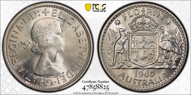 1960(m) Florin KM-60  Ag MS64