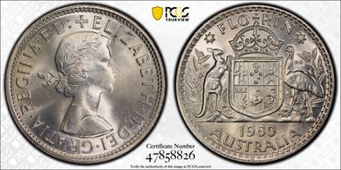 1960(m) Florin KM-60  Ag MS65