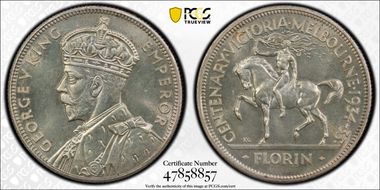 1934-35 Florin Centennial KM-33  Ag MS66