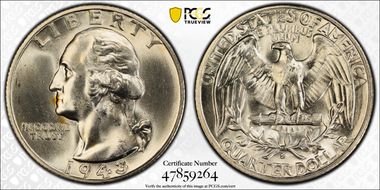 1943-S 25C Trumpet Tail S FS-501 MS66