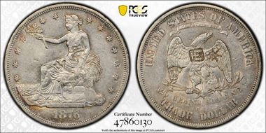 1876-CC T$1 Type-I/I Chopmarked XF45