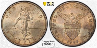 1903-S Peso KM-168  Ag MS62