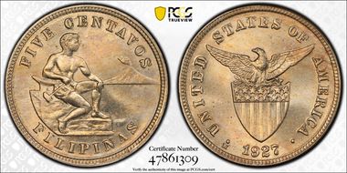 1927-M 5C MS64