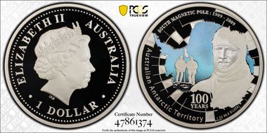 2009-P $1 South Magnetic Pole Antarctic Territory PR70DCAM