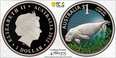 2012-P $1 Shark Bay Colorized PR70DCAM