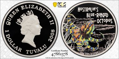 2008 $1 Blue-Ringed Octopus Deadly and Dangerous PR70DCAM