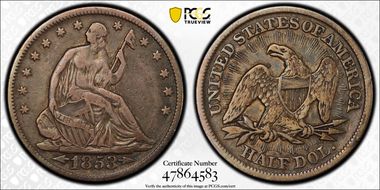 1853 50C Arrows and Rays N1