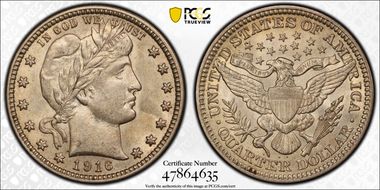1916 25C Barber AU58