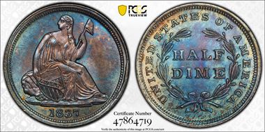 1837 H10C Seated, Small Date MS65