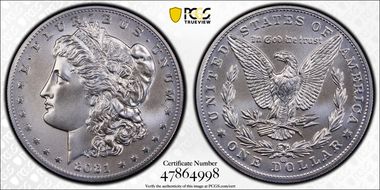 2021-CC Privy $1 Morgan Dollar 100th Anniversary MS70