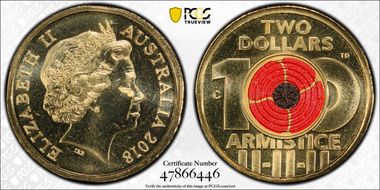 2018-C $2 Armistice Centenary Colorized MS68
