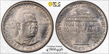 1946 50C Booker T. Washington MS65