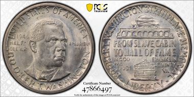 1946 50C Booker T. Washington MS65