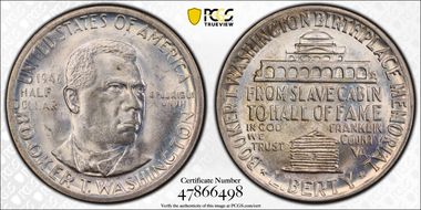 1946 50C Booker T. Washington MS65