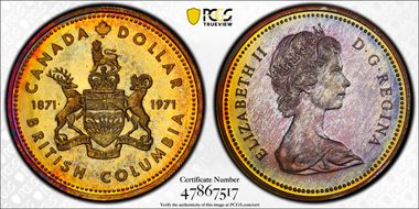 1971 S$1 British Columbia Ag SP67