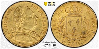 1815-A 20 Fr Gad-1026 Louis XVIII AU50