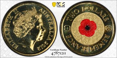 2012-C $2 Remembrance Day Colorized MS68