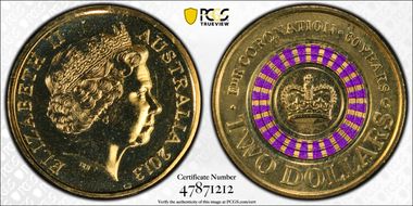 2013-C $2 Coronation Colorized MS68