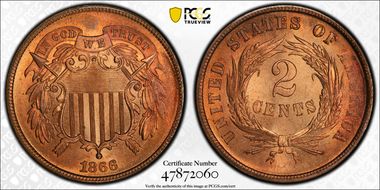 1866 2C MS66RD