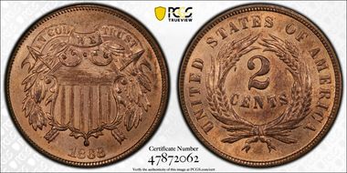 1868 2C MS65+ RD