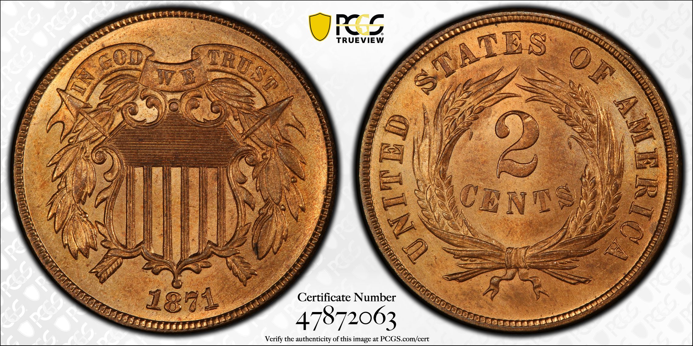 PCGS 钱币信息| 认证编号#47872063 - 1871 The United States of