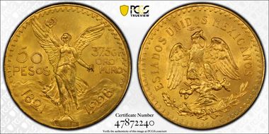 1928 50 Peso KM-481  Au MS65