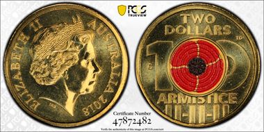 2018-C $2 Armistice Centenary Colorized MS67