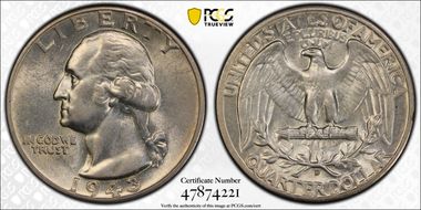 1943-D 25C DDO FS-101 AU55