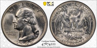 1945-S 25C DDO FS-101 AU58