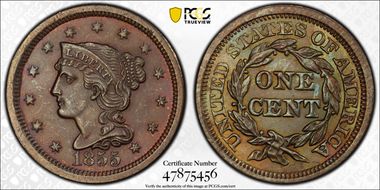 1855 1C N-4, Upright 55 MS64BN