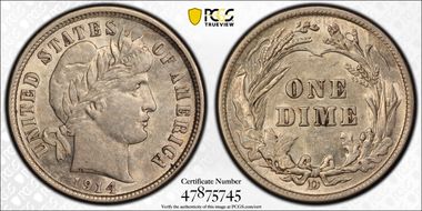 1914-D 10C AU55
