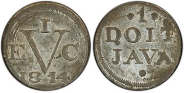 1814 Duit KM-244 AU58