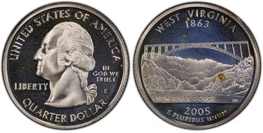 2005-S 25C West Virginia Silver PR66DCAM
