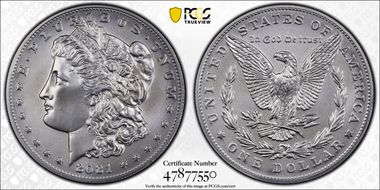 2021 $1 Morgan Dollar 100th Anniversary MS70