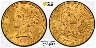 1889 $5 MS63