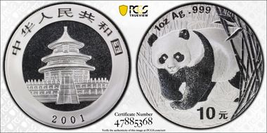 2001 10 Yn Panda Silver PAN-347A MS68
