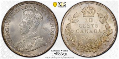 1913 10C Small Leaves MS66