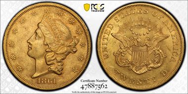 1861 $20 AU58