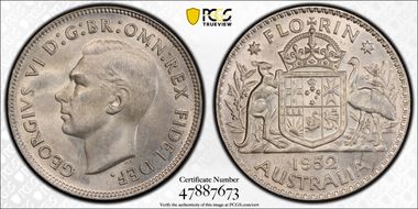 1952(m) Florin KM-48  Ag MS64