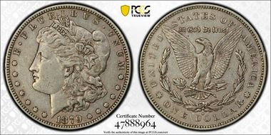 1879-S $1 VAM 50, Rev. of 1878 VF35