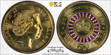 2013 $2 Coronation Colorized MS65
