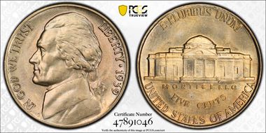 1939 5C Reverse of 1940 MS64