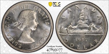 1957 S$1 One Waterline MS65