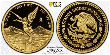 2021-Mo 1/4 oz Libertad Au PR69DCAM
