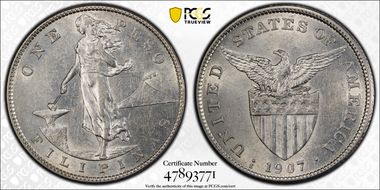 1907-S Peso AU55