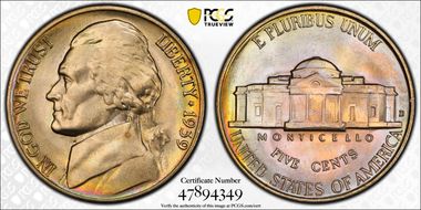 1939-D 5C Reverse of 1938 MS67FS