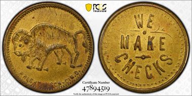 No Date Token TC-533208 Brass 21mm Wright & Son / We Make Checks AU58