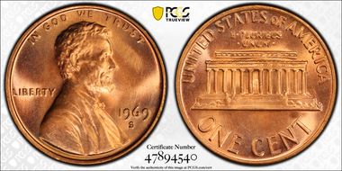 1969-S 1C MS67+ RD