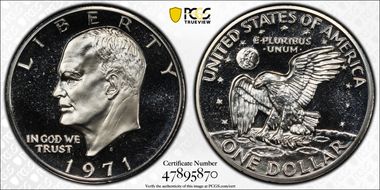 1971-S $1 Silver, DDO, FS-106 PR69